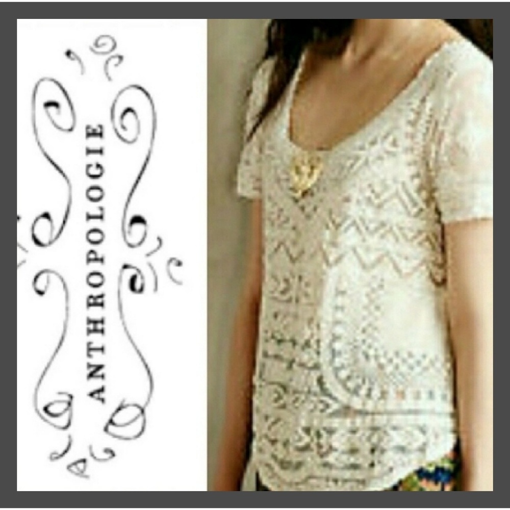 Anthropologie Meadow Rue Lace Cream Top Size M